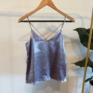 Satin Spaghetti Strap Top - Silver